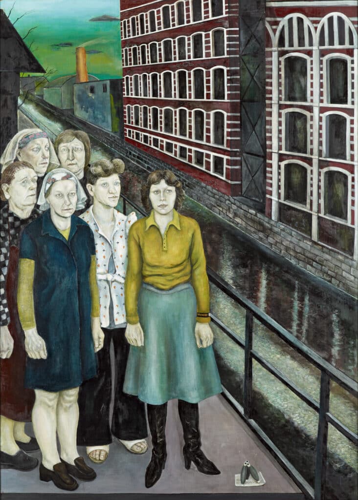 Frauen in der Spinnerei, 1978-1979 176,6 x 124, Eitempera, Öl auf Hartfaser, Wvz 025