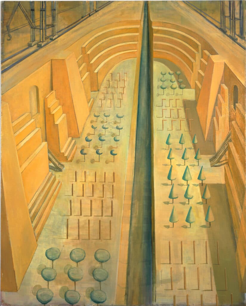 Trockendock, 2003, 180 x 145, Eitempera, Öl auf Leinwand, Wvz 168