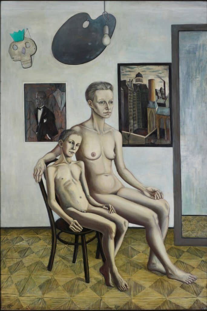 Selbst mit Sohn II, 1987, 169 x115, Eitempera, Öl auf Hartfaser, Wvz 058