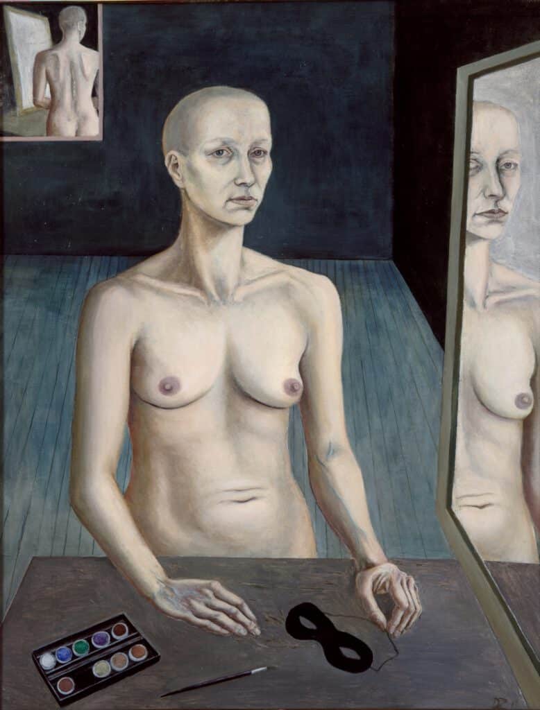 Selbst mit Spiegeln,1985, 90,5 x 68,5, Eitempera, Öl auf Hartfaser, Wvz 050