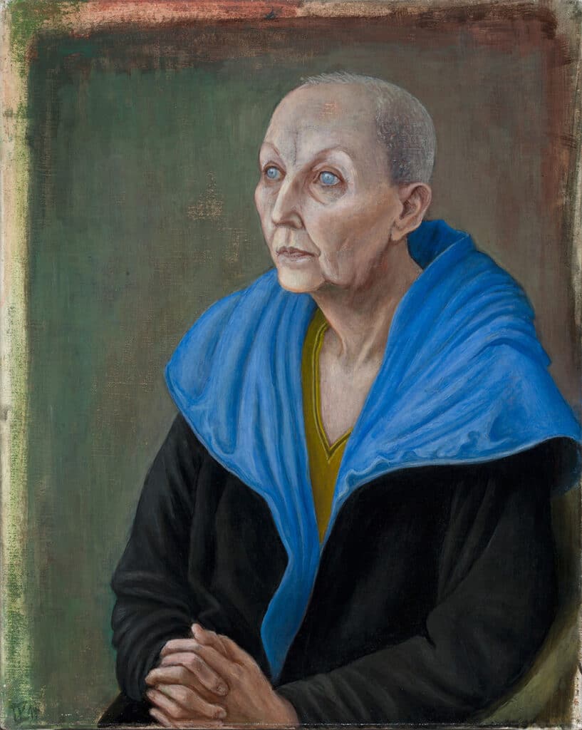 Edith mit blauem Kragen, 2014, 50 x 40, Leinwand, Wvz 234